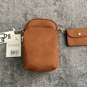 Vegan Leather Brown Crossbody Bag